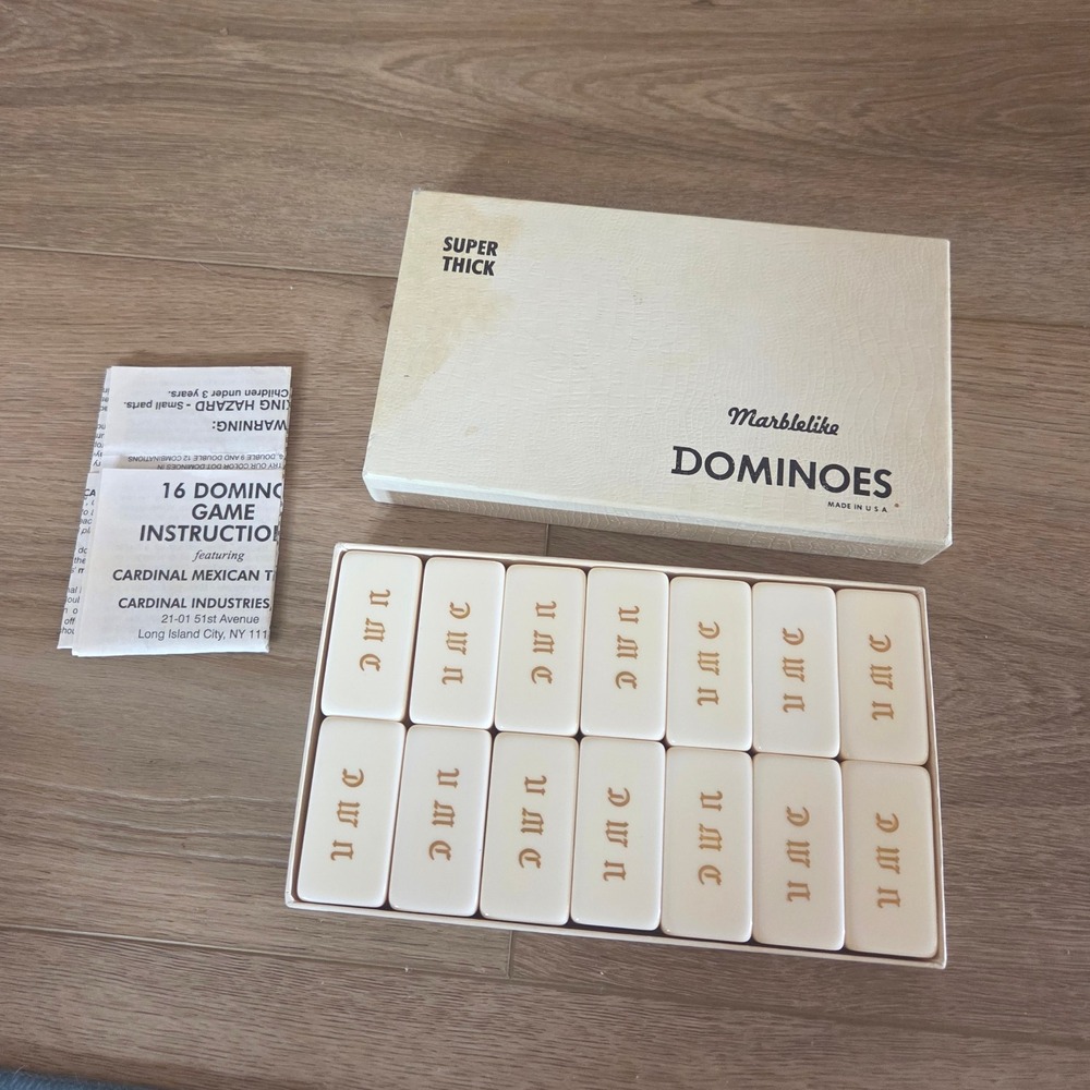 Vintage Marblelike Dominoes Super Thick‎ Set Made in USA with Instructions